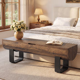 55.1" Storage Bench, Farmhouse Lift Top Entryway Shoe Bench with Metal Legs 3