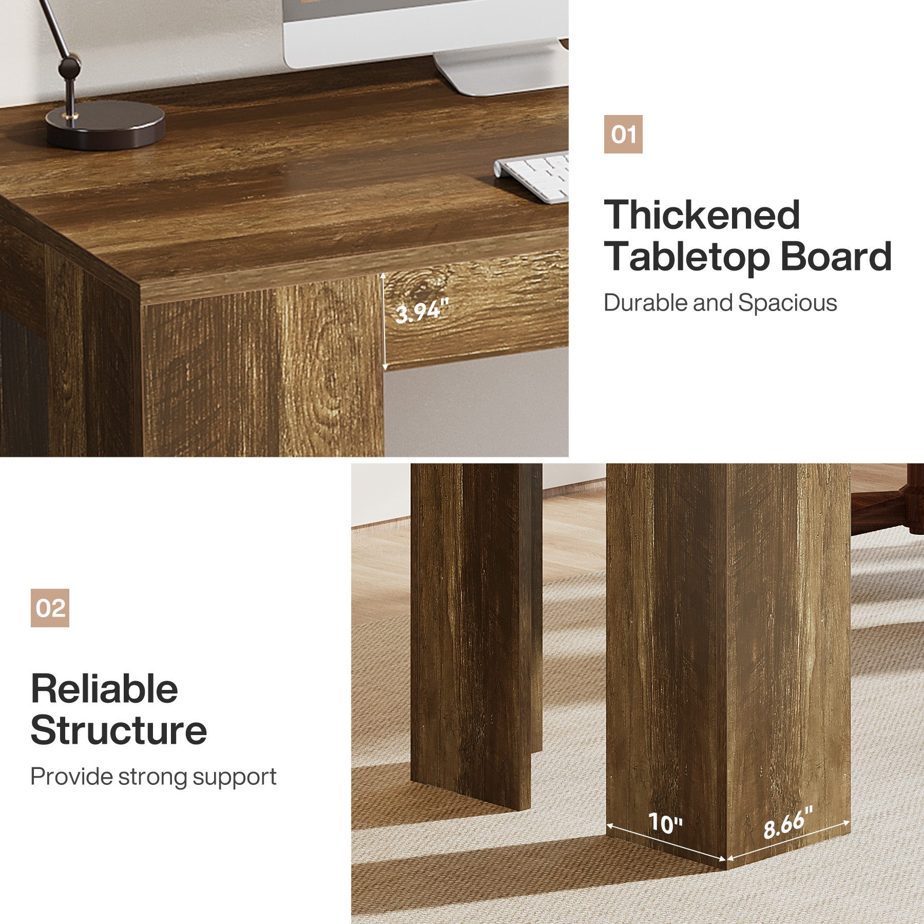 86.6" Two Person Computer Desk, Long Executive Desk with Large Workspace for Home Office