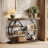 41.3" Industrial Console Table with 5 Staggered Shelves, Arched Metal Frame Entryway & Sofa Table 3