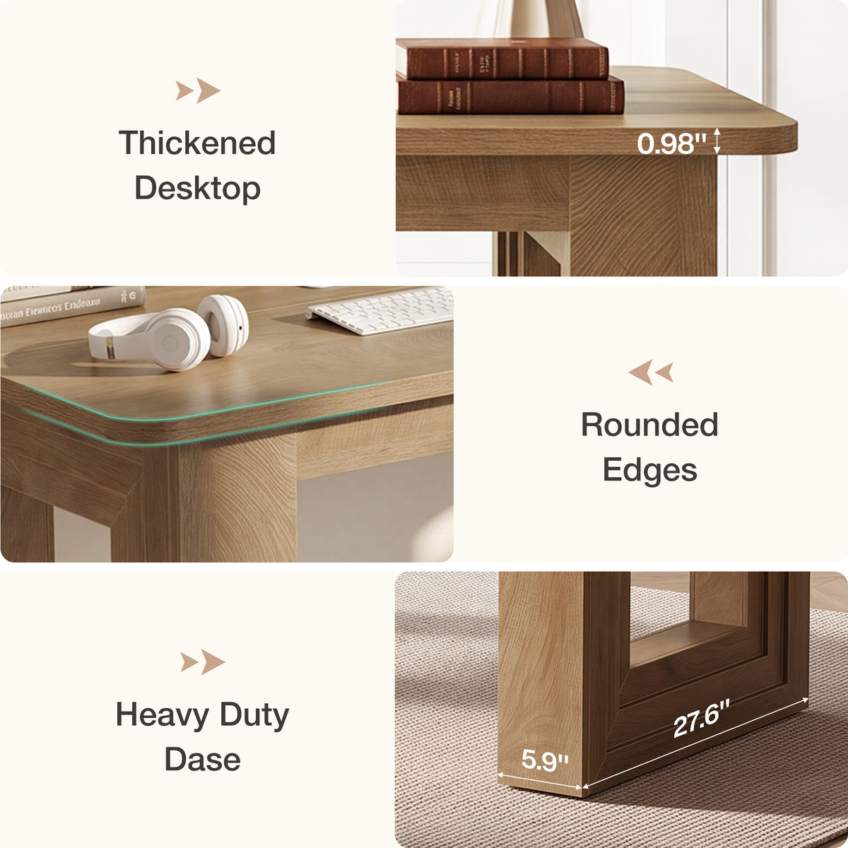 63" Executive Desk, Modern Computer Desk with Heavy Duty Dase for Home Office