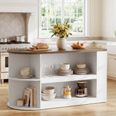 63" Oval Kitchen Island with Storage, Two-Tone Arch Design Bar Table, Prep Table 3