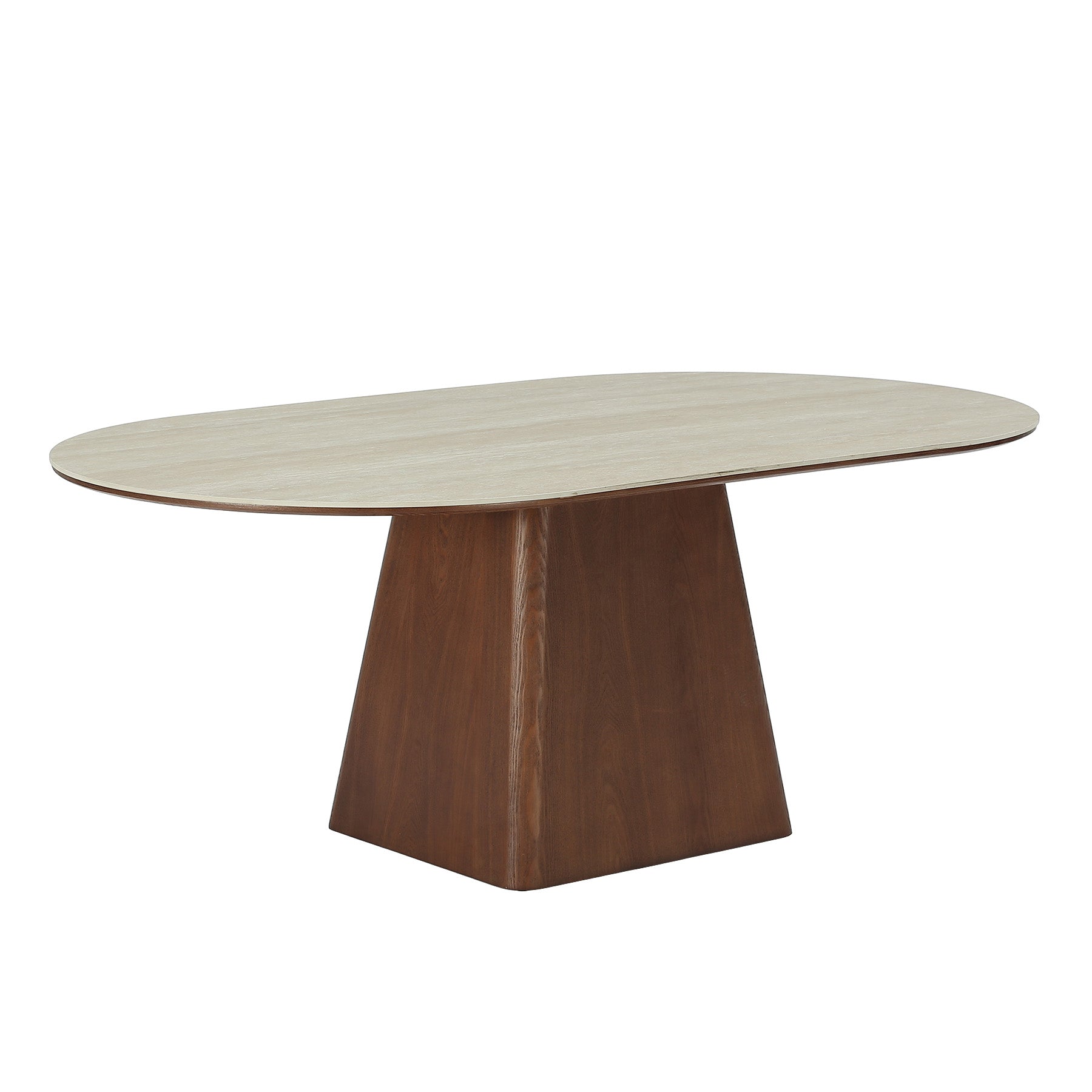 63" Oval Sintered Stone Dining Table with Solid Wood Pedestal Base for 4-6