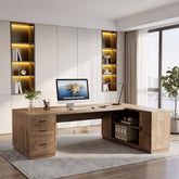79" L-Shaped Executive Desk, Drawers & Storage Cabinets, Extra Large Corner Desk 3
