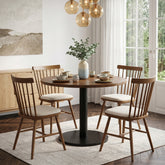31.5-Inch Solid Wood Round Dining Table with Metal Pedestal Base, Small Kitchen Table for 2-4 People (Only Table) 3