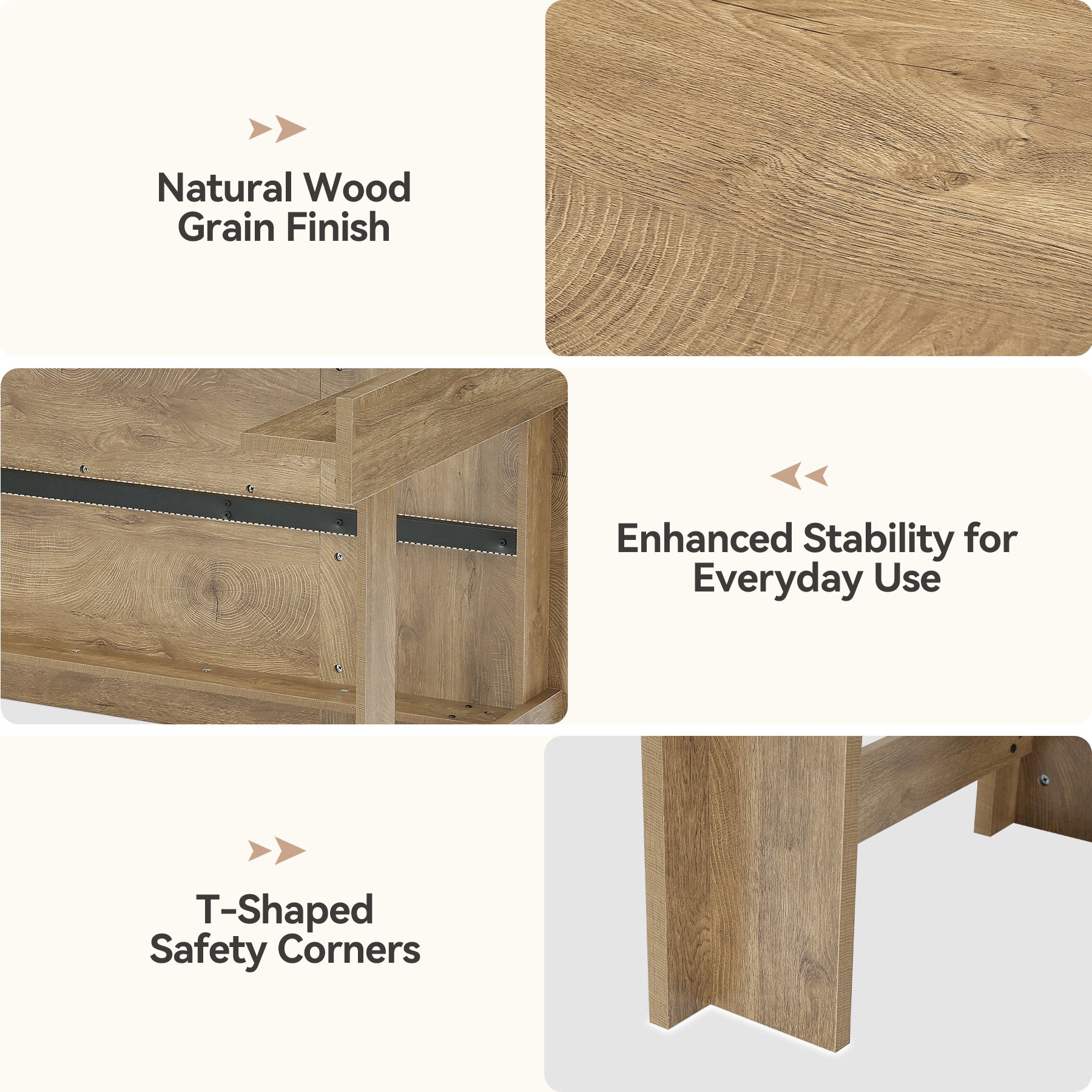 70.8" Dining Table for 6–8, Farmhouse Kitchen Table with Panel Legs for Dining Room