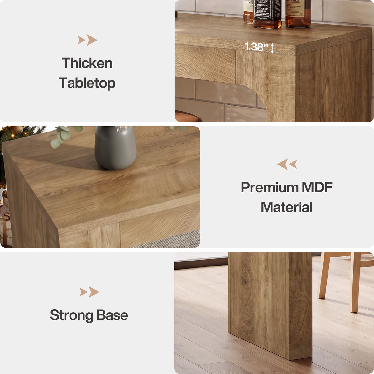 78.74" Long Bar Table, Counter Height Kitchen Pub Table Seats 6-8 People