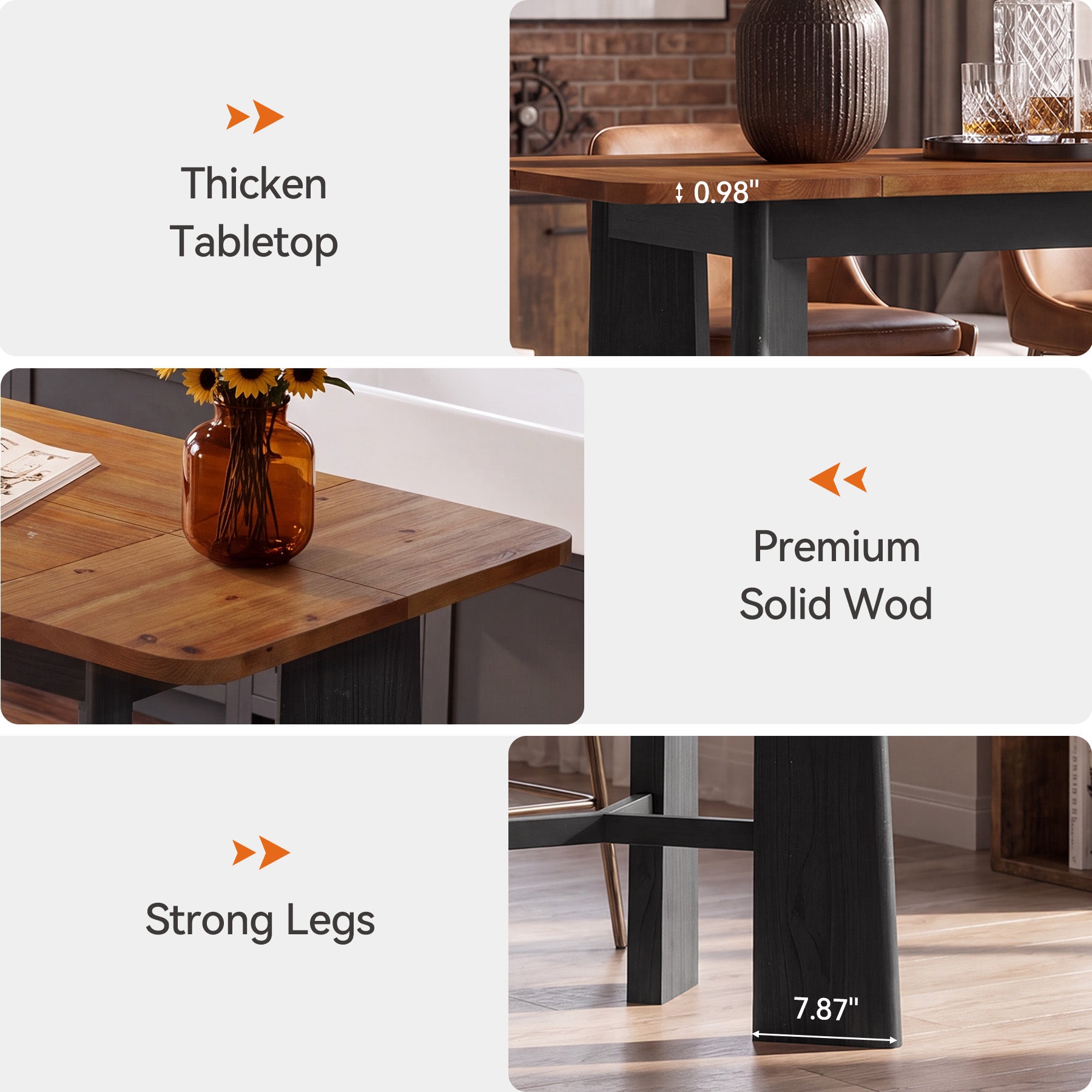 59" Solid Wood Home Bar Table, Seats 4-6, Counter Height, Kitchen Balcony Pub Table