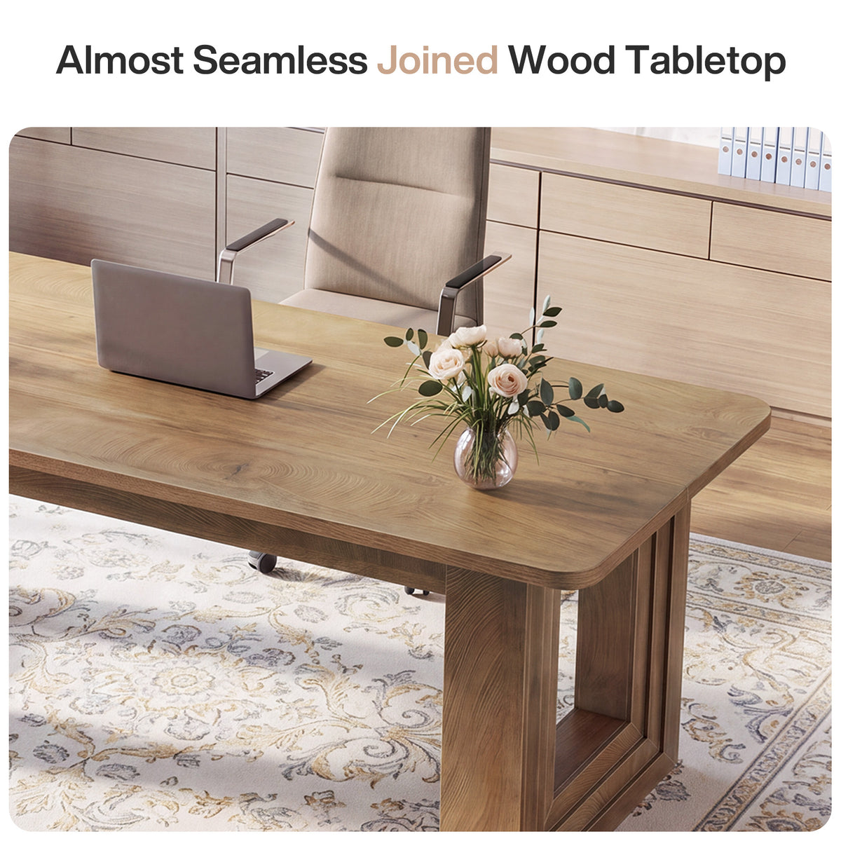 63" Executive Desk, Modern Computer Desk with Heavy Duty Dase for Home Office