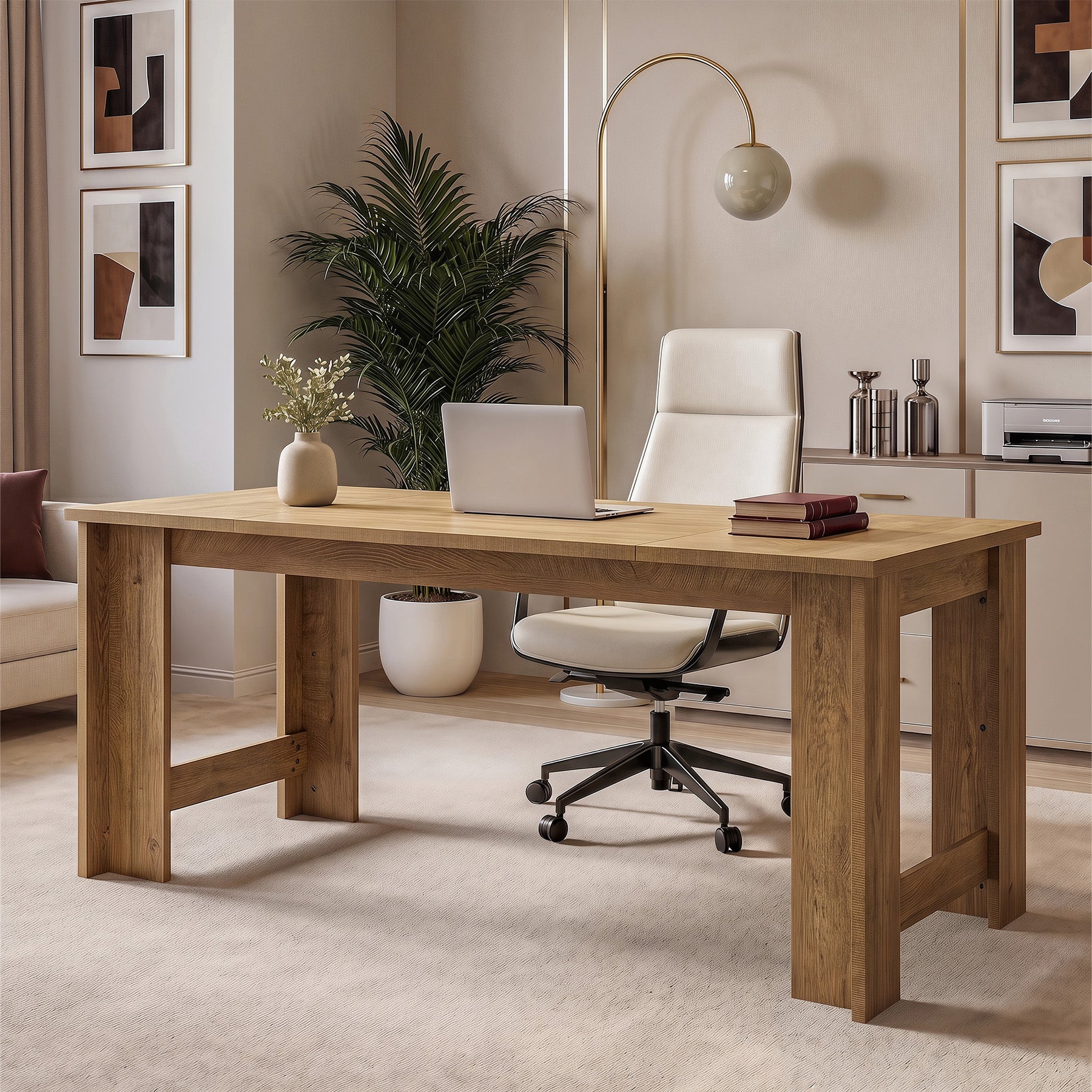 70.8" Long Executive Desk, Rectangular Office Computer Desk with Sturdy Panel Legs