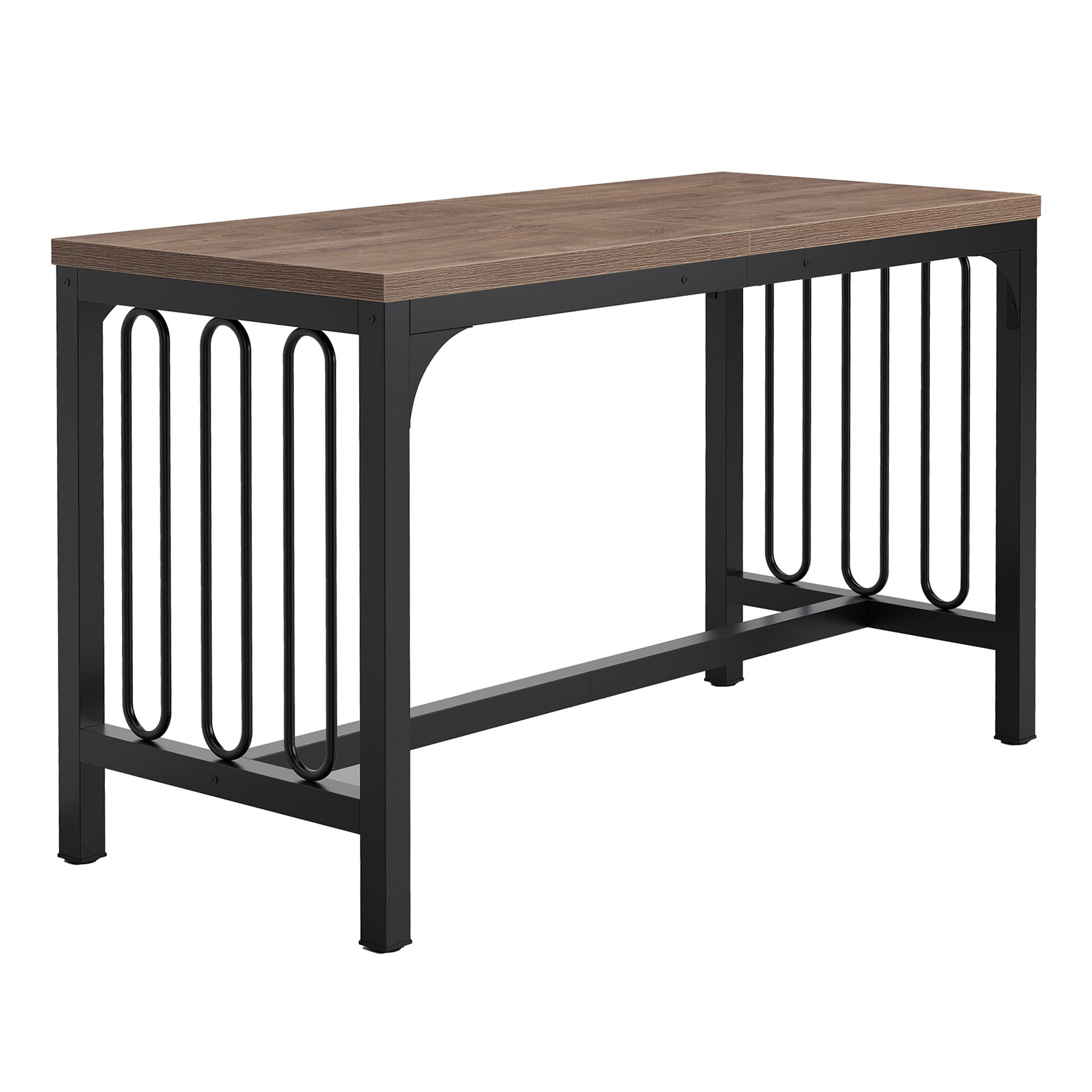 63" Bar Table, Industrial Counter-Height Pub Table with Metal Frame for Home Bar