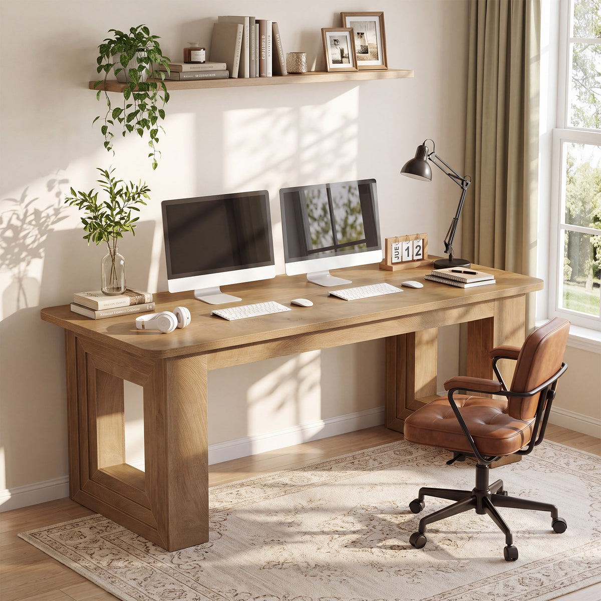 63" Executive Desk, Modern Computer Desk with Heavy Duty Dase for Home Office