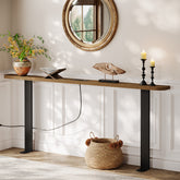 70.87" Behind Couch Table with Power Outlets, Skinny Console Sofa Table for Living Room 3