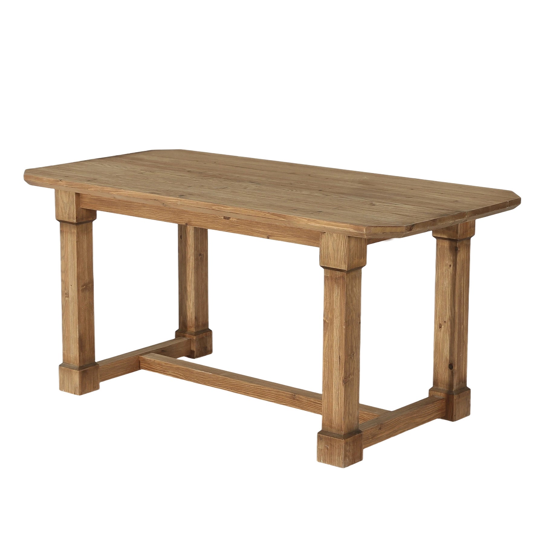 63" Solid Wood Dining Table for 4–6, Farmhouse Rectangular Kitchen Table with Heavy-Duty Legs & Crossbar Support