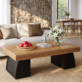 55.1" Coffee Table, Rectangular Center Cocktail Table with Curved Base for Living Room 3