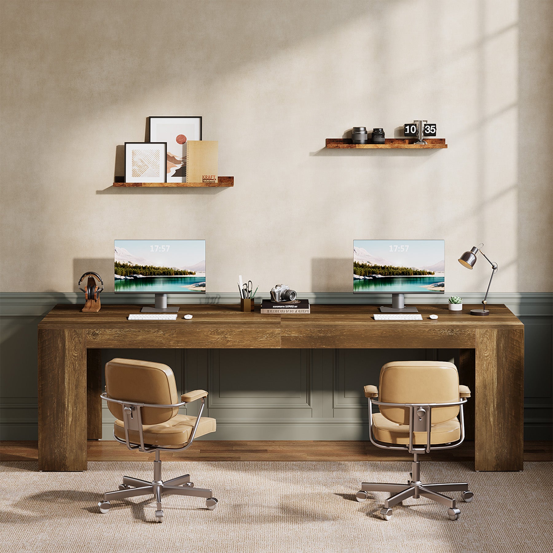 86.6" Two Person Computer Desk, Long Executive Desk with Large Workspace for Home Office
