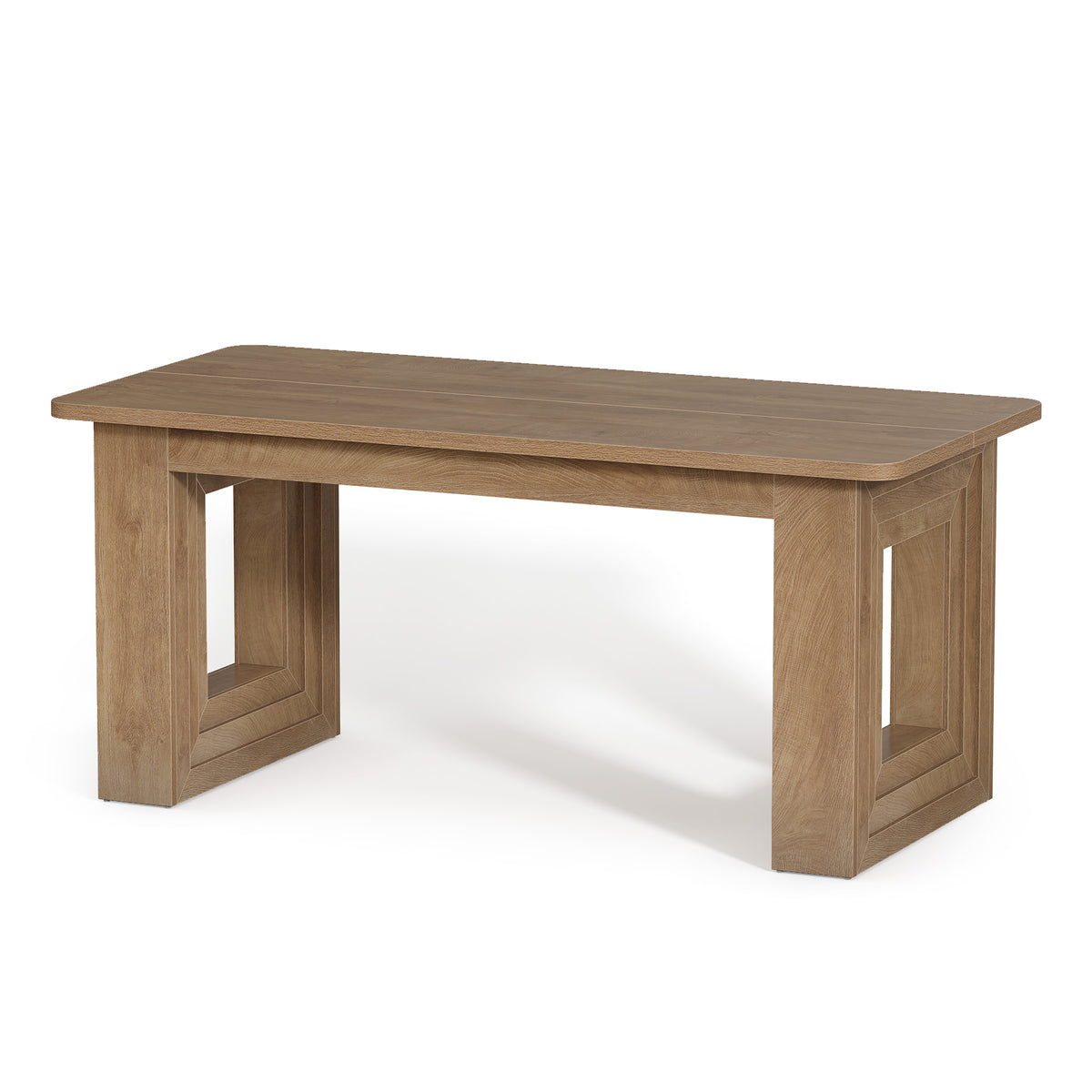 63" Dining Table for 4-6, Rectangular Kitchen Table with Rounded Edges & Sturdy Base