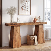 63" Farmhouse Console Table, Solid Wood Sofa Table Behind Couch with Extra-wide Legs 3