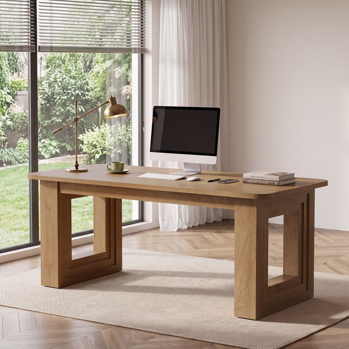 63" Executive Desk, Modern Computer Desk with Heavy Duty Dase for Home Office