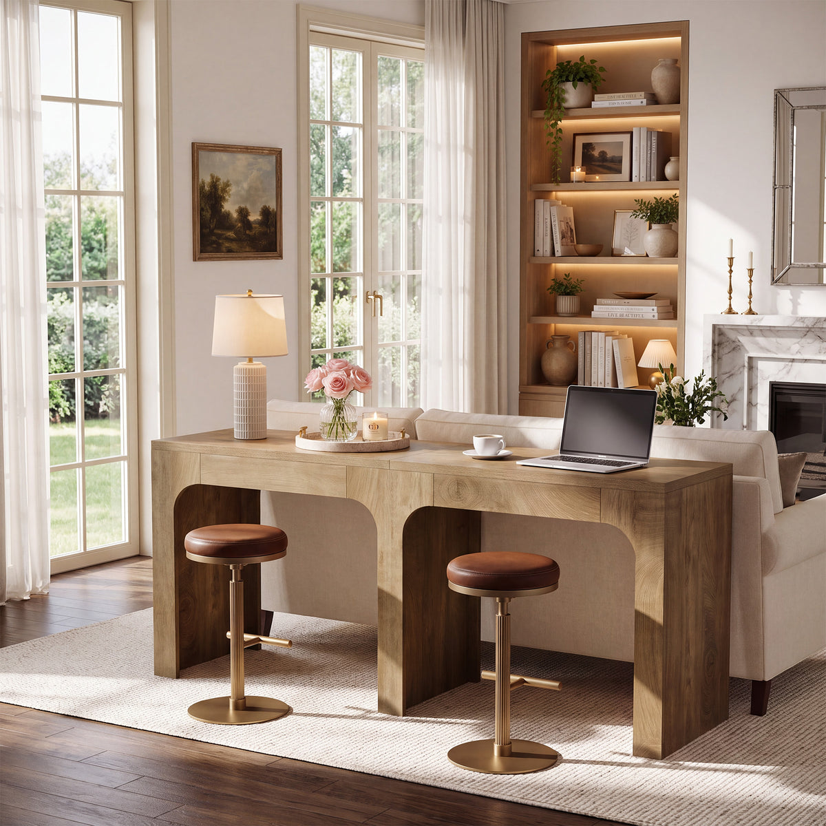 78.74" Long Bar Table, Counter Height Kitchen Pub Table Seats 6-8 People
