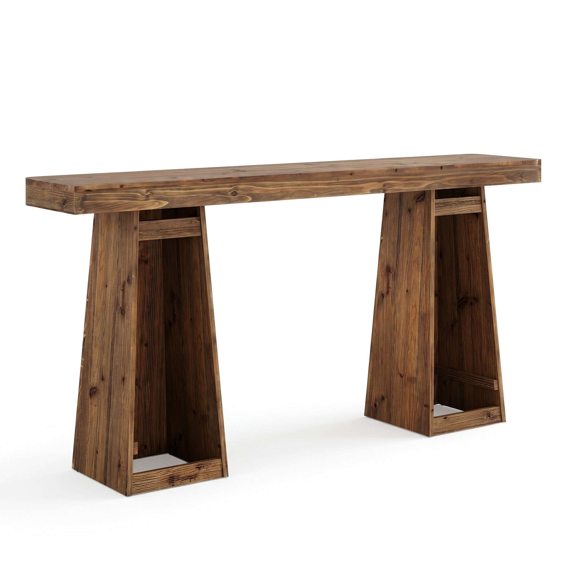 63" Farmhouse Console Table, Solid Wood Sofa Table Behind Couch with Extra-wide Legs