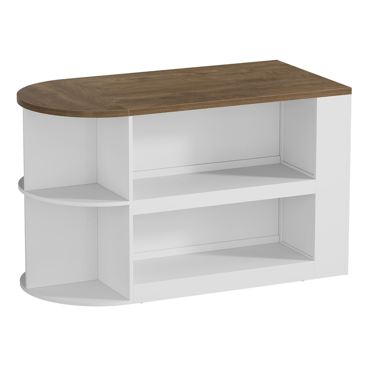 63" Oval Kitchen Island with Storage, Two-Tone Arch Design Bar Table, Prep Table