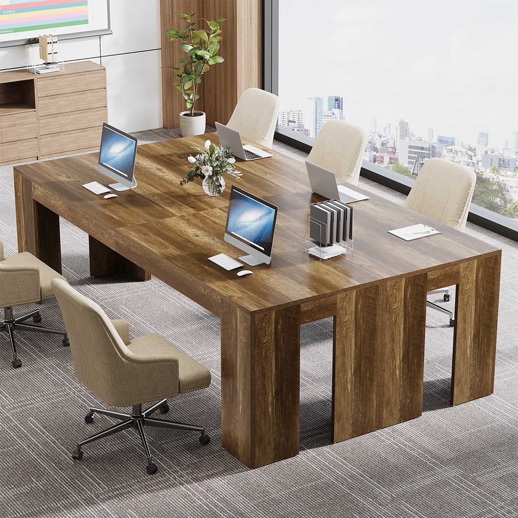 86.6" Two Person Computer Desk, Long Executive Desk with Large Workspace for Home Office