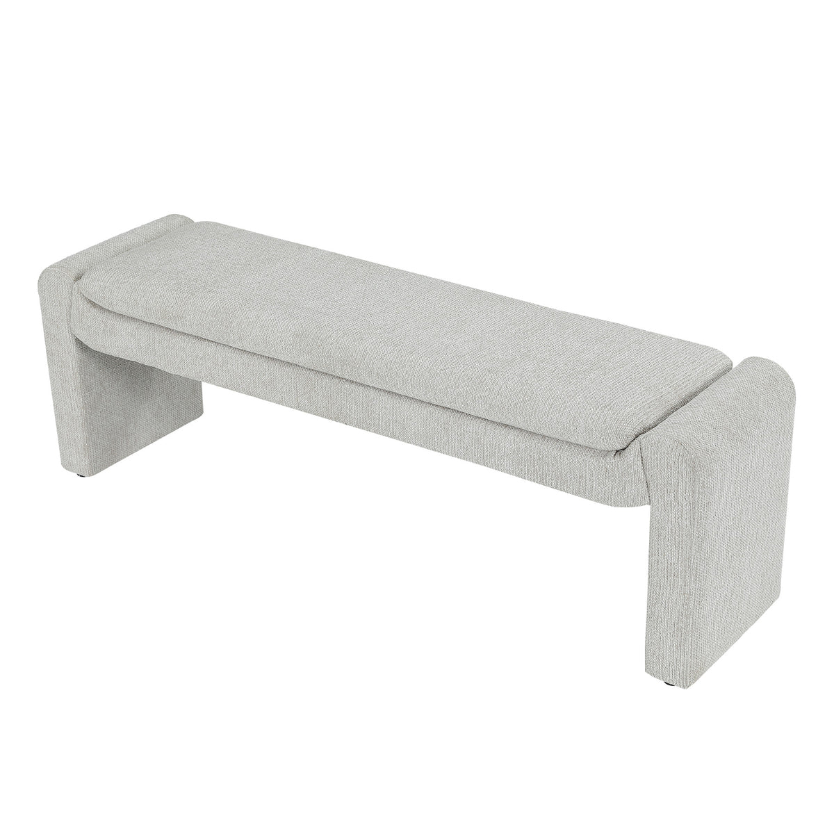 55" Entryway Bench with Chenille Fabric Cushion, Upholstered  End of Bed Bench for 2-3