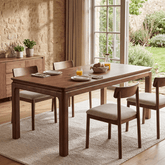 63" Solid Wood Dining Table, Rectangle Kitchen Table with 3-Layer Desktop for 4-6 3