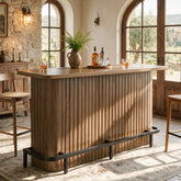 63" Bar Table with Storage Shelves, Modern Mini Home Bar Unit with Metal Footrest 3