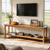 63" Solid Wood TV Stand for up to 75" TVs, 2-Tier TV Console Table with Open Shelf 3