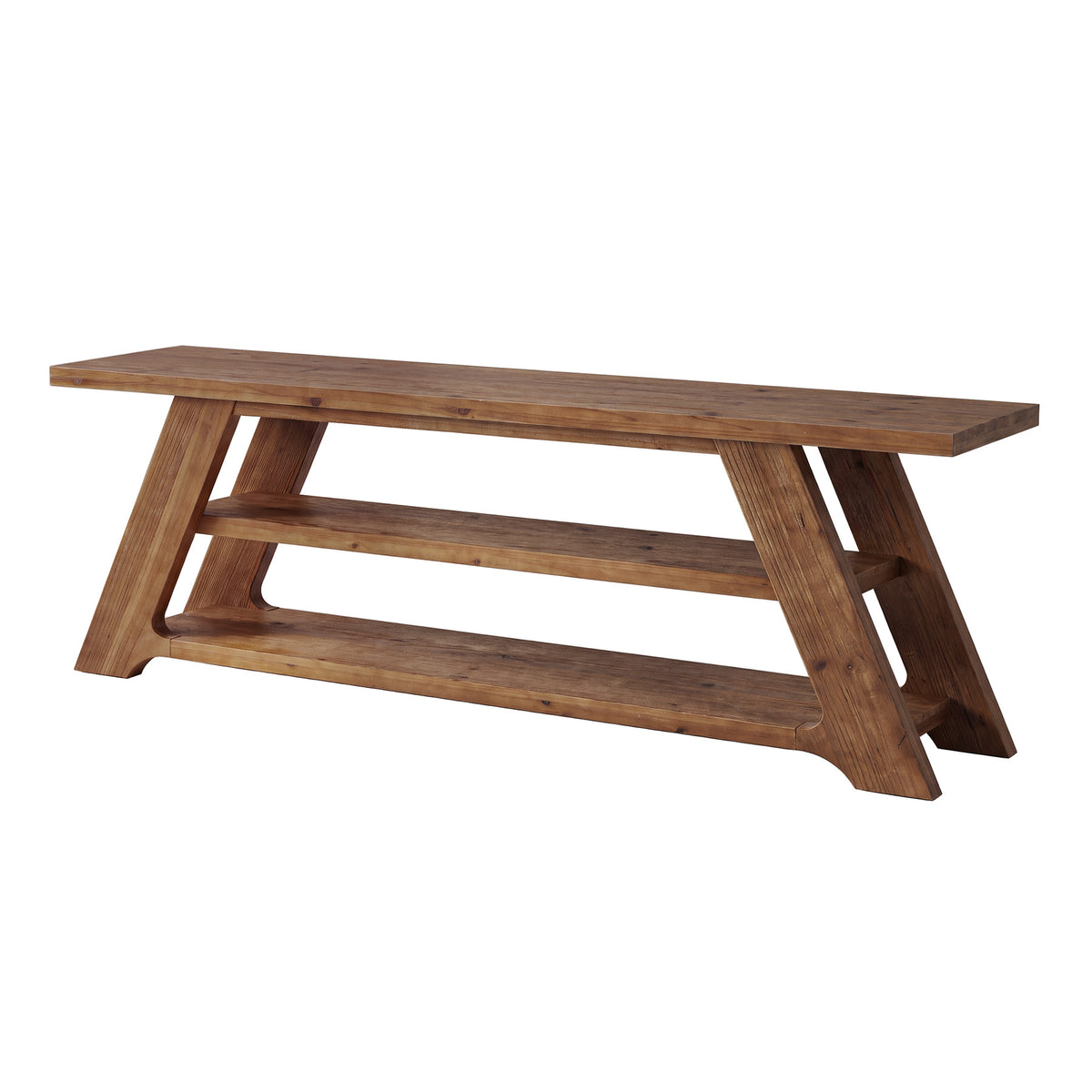 70.87" Solid Wood Console Table, 3-Tier Entryway Table Sofa Table for Living Room