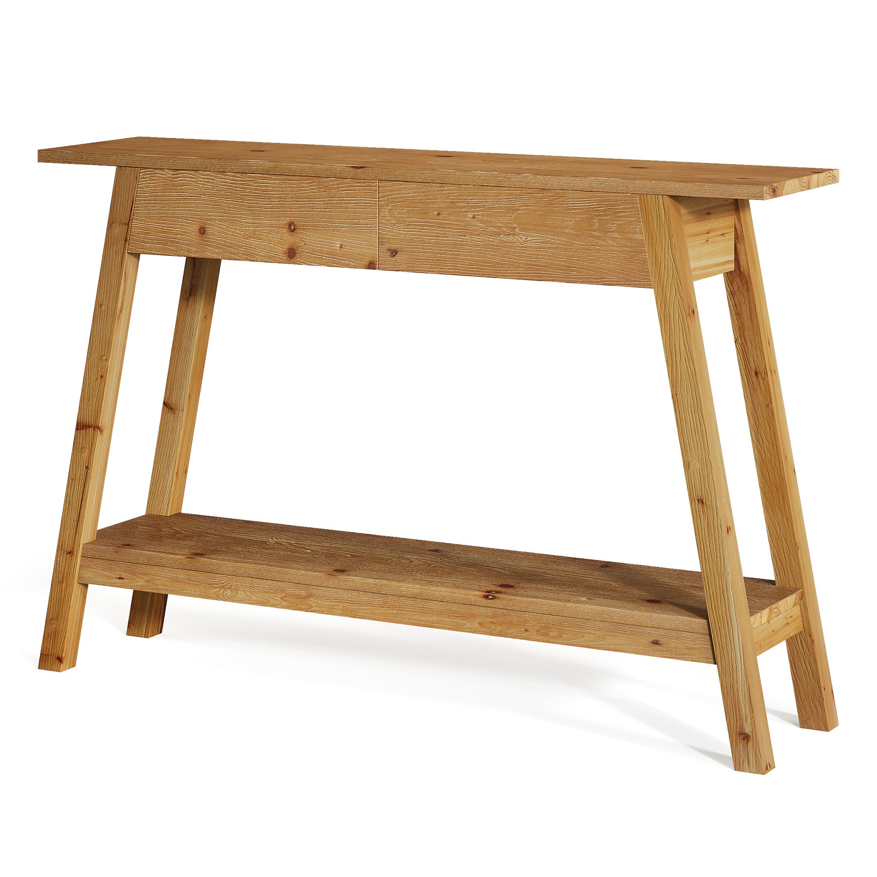 43.3" Solid Wood Console Table with 2 Drawers, Narrow Entryway Sofa Table with Shelf Storage