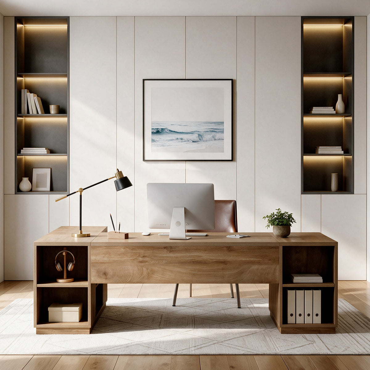 79" L-Shaped Executive Desk, Drawers & Storage Cabinets, Extra Large Corner Desk