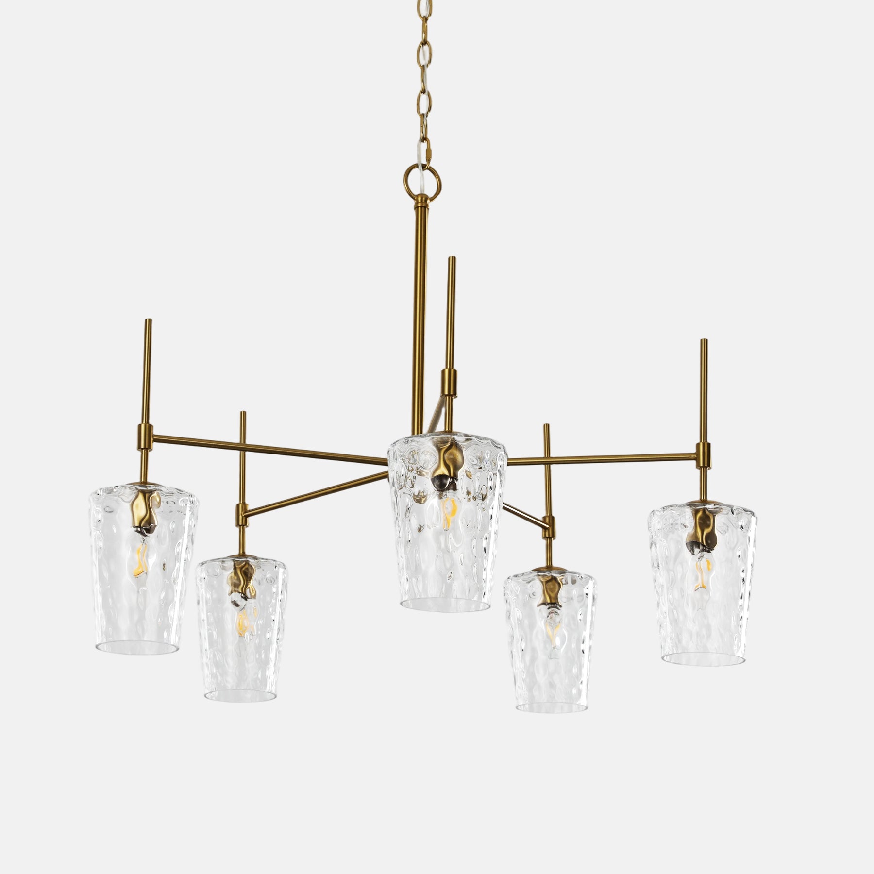 5-Light Chandelier, Modern Pendant Light with Water Ripple Wine Glass Shades