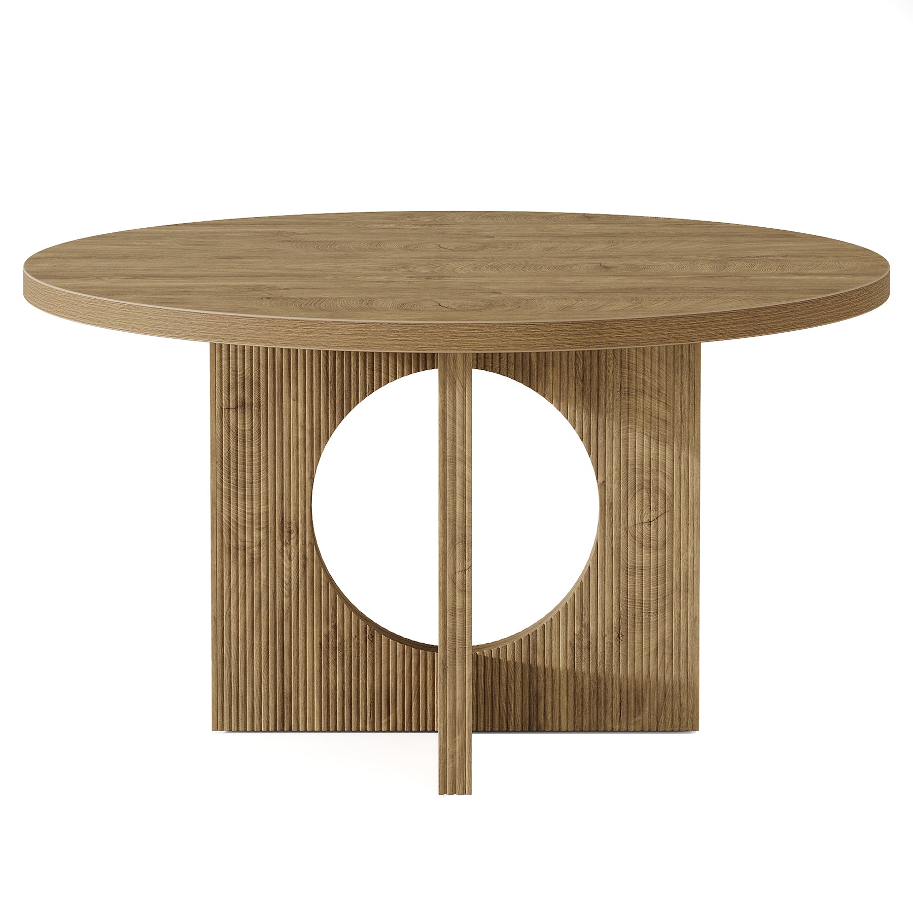 Tribesigns 47-Inch Round Dining Table with Fluted Pedestal Base, Farmhouse Kitchen Table for 4-6 People and Apartments