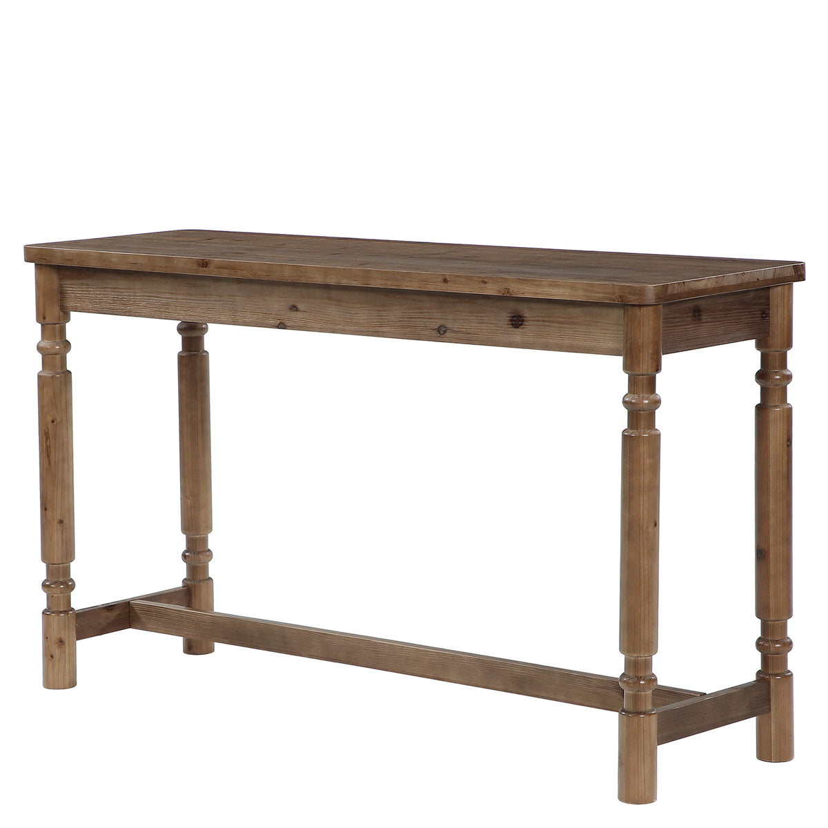 63" Solid Wood Bar Table for 4-6 with Footrest, Kitchen & Home Bar Pub Table