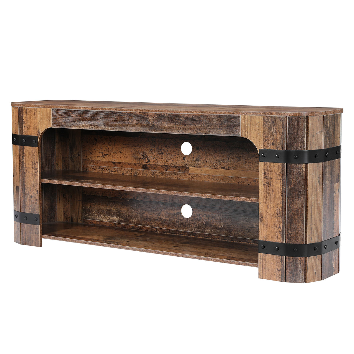 63" TV Stand for 70" TVs, 3-Tier Entertainment Center with 2 Cable Cutouts for Living Room
