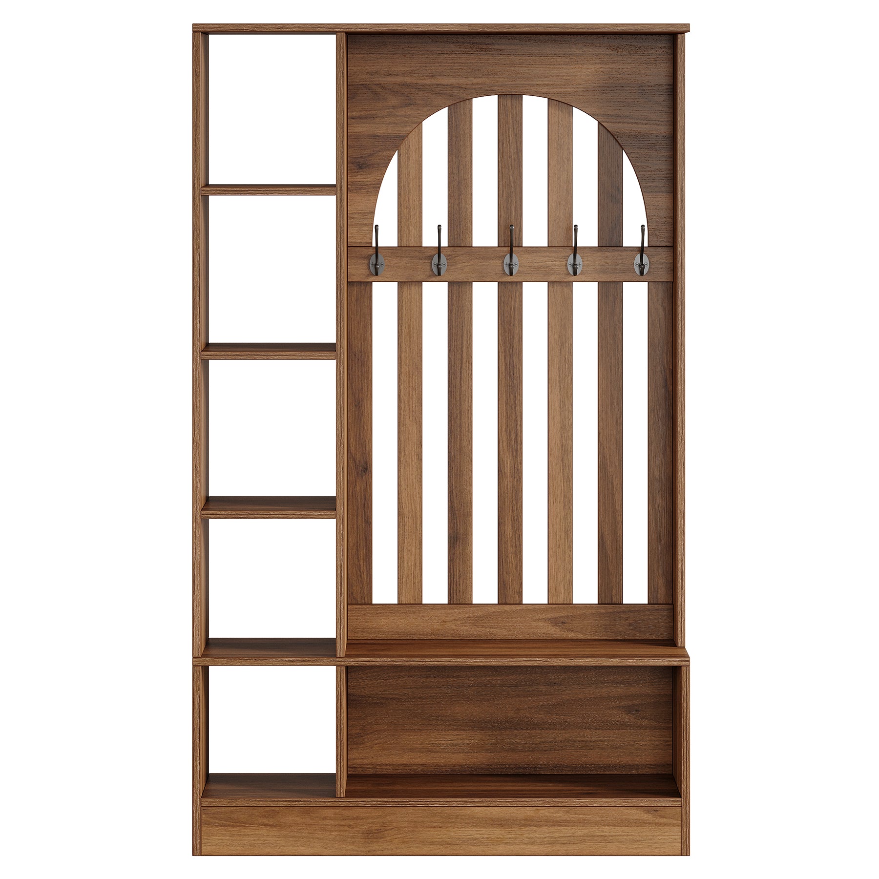 70.9" Freestanding Hall Tree, Furniture Organizer with Bench and Coat Rack