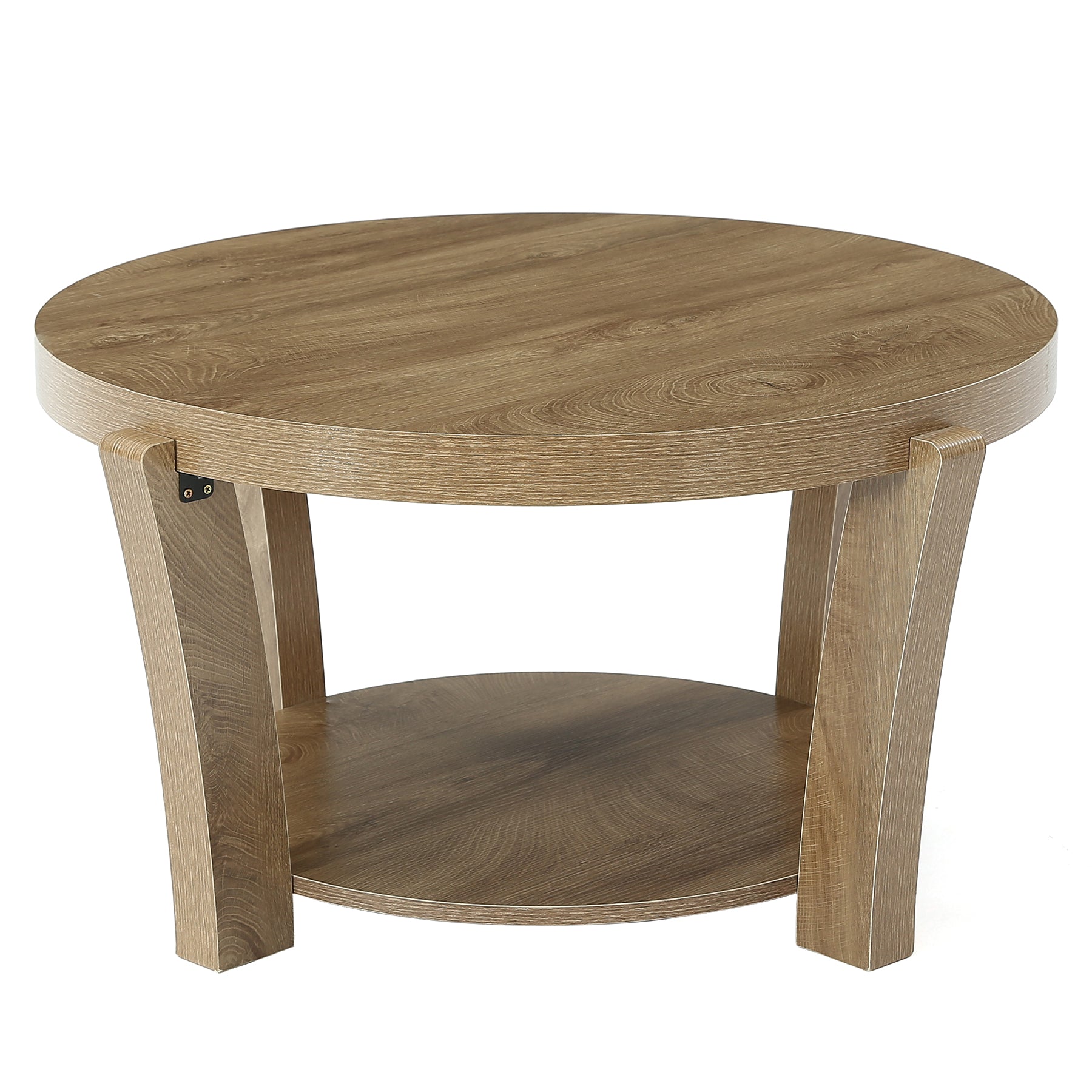 31.5" Round Coffee Table, Farmhouse Center Table with Storage, Easy Assembly