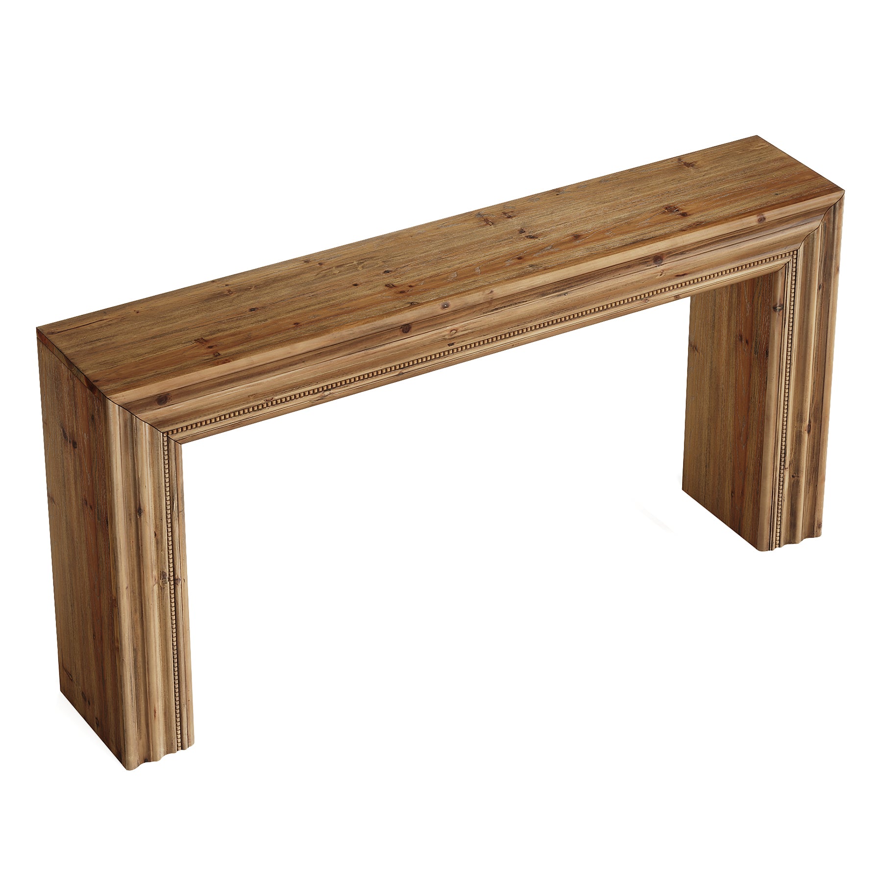 63" Solid Wood Console Table, Narrow Sofa Table Behind Couch with Sculpted Edge