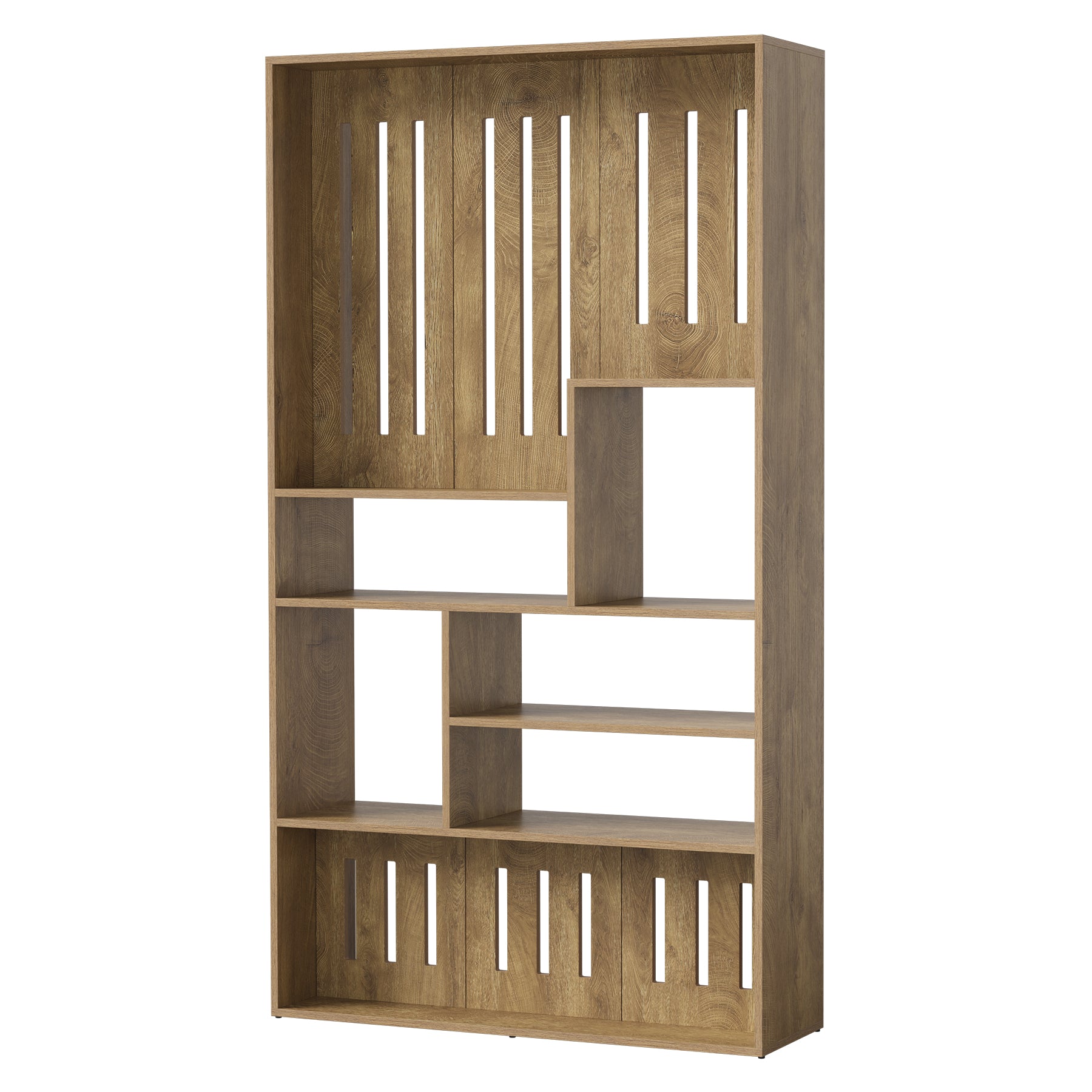 70.9" Wall Room Divider with Staggered Shelves, Freestanding Wall Partition for Living Room, Bedroom