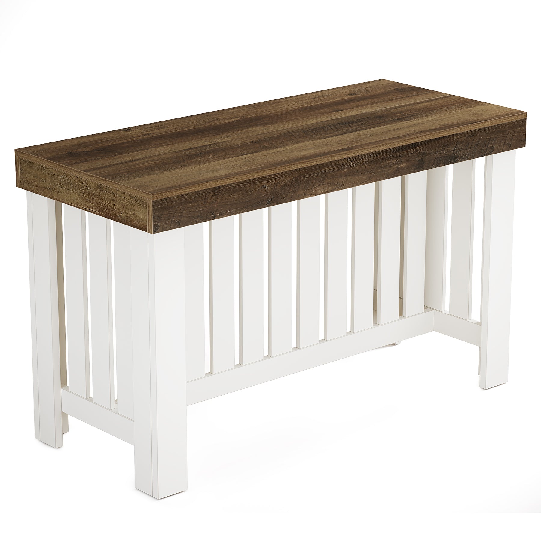 55" Kitchen Island, Farmhouse Stationary Table with Sturdy Base for Kitchen