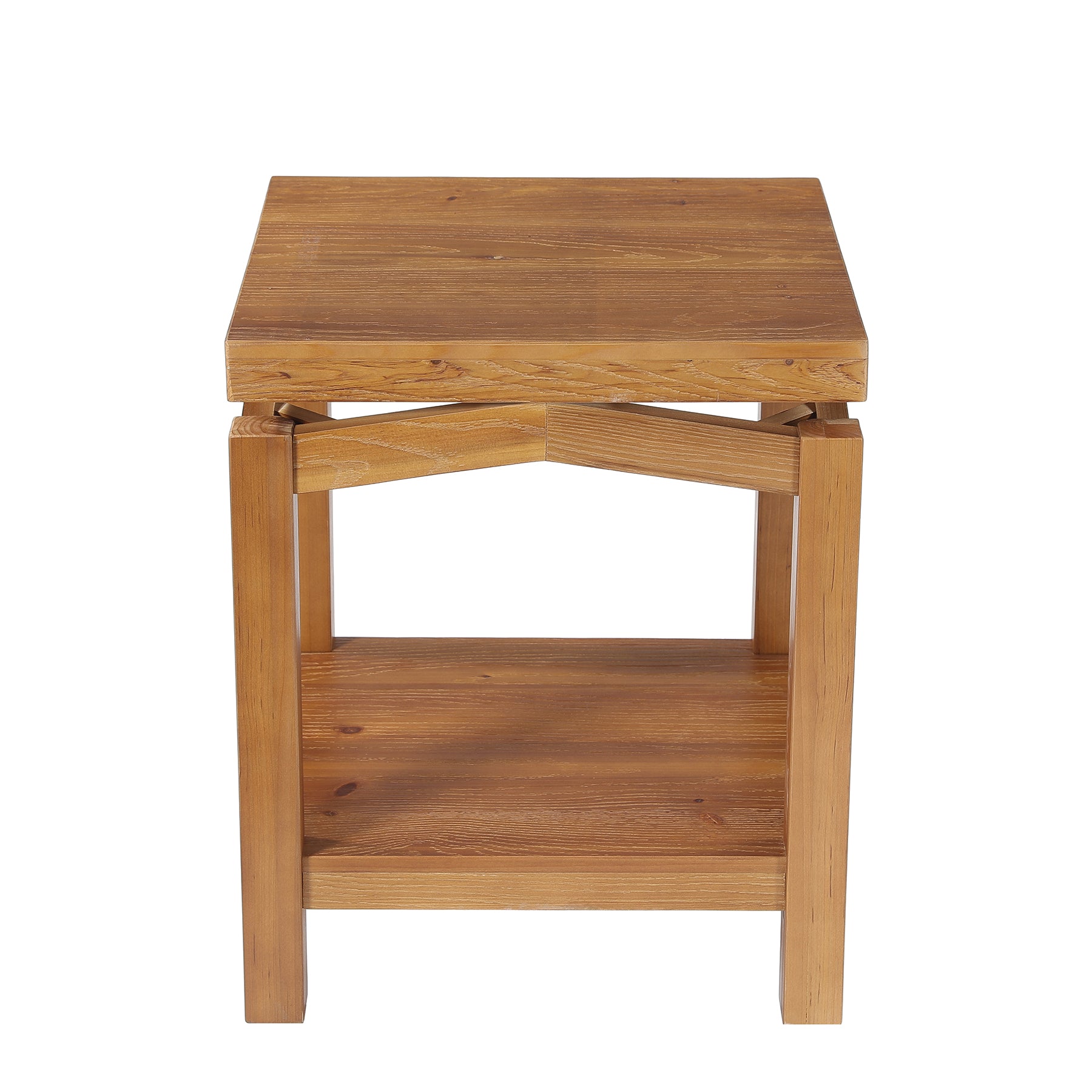 Tribesigns 19.7-Inch Solid Wood Side Table with 2-Tier Storage Shelf, Small Square End Table for Living Room Bedroom and Small Spaces