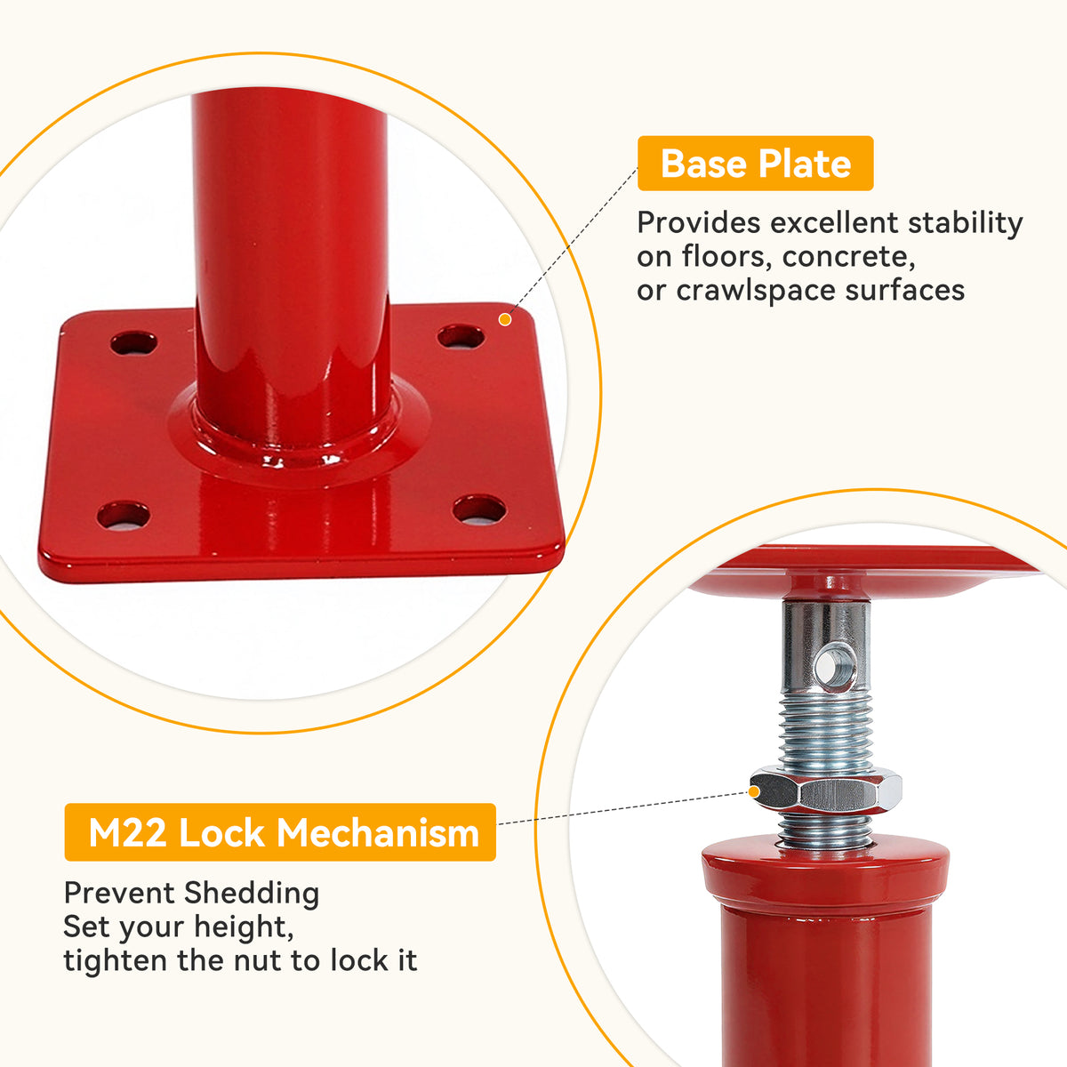 6 Pack House Floor Jacks for Lifting & Leveling, Heavy Duty Screw Jacks with Swiveling Top Plate