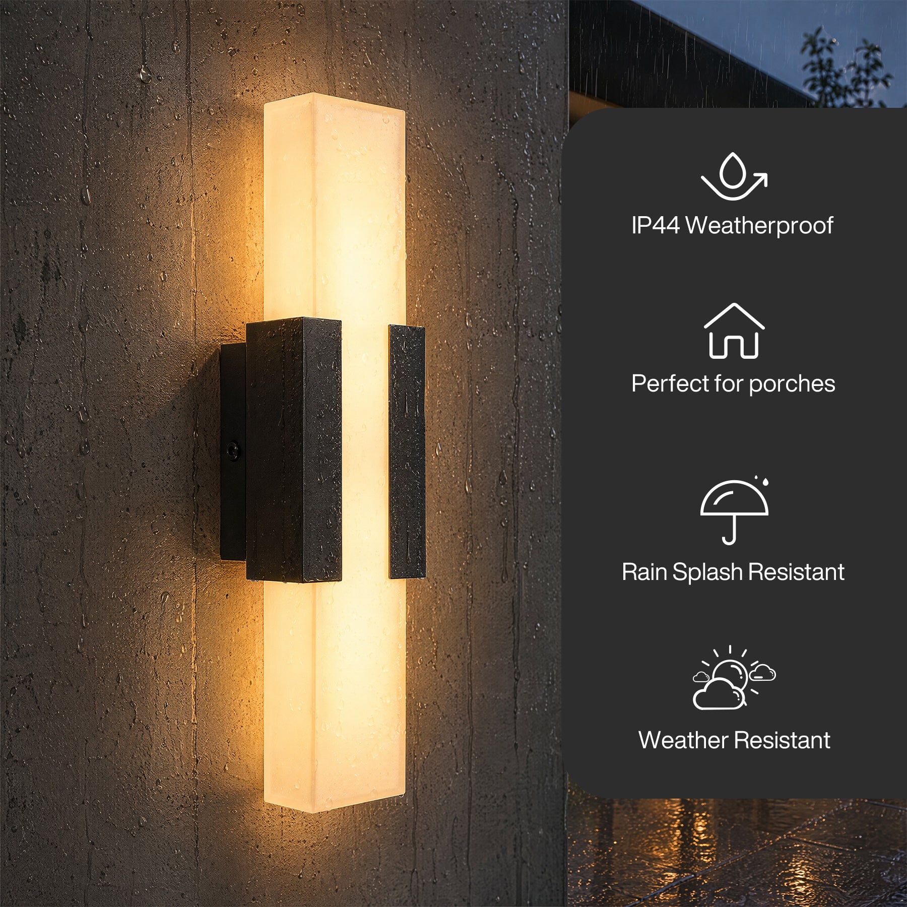 Outdoor Wall Light, Modern Exterior Wall Sconce with Metal Base & Acrylic Shade