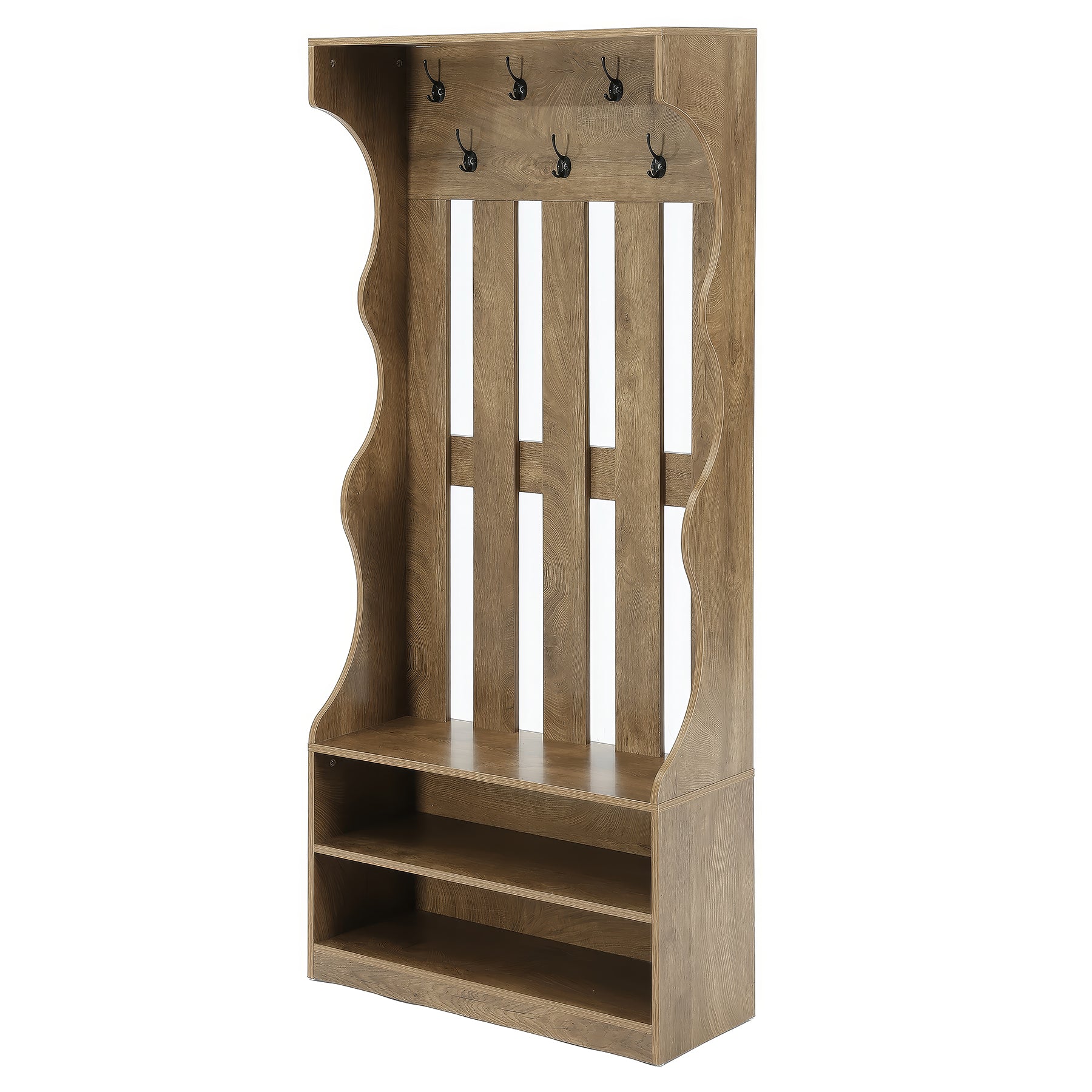 3-in-1 Hall Tree with Shoe Bench & Storage, 70.9" Farmhouse Coat Rack with 7 Hooks