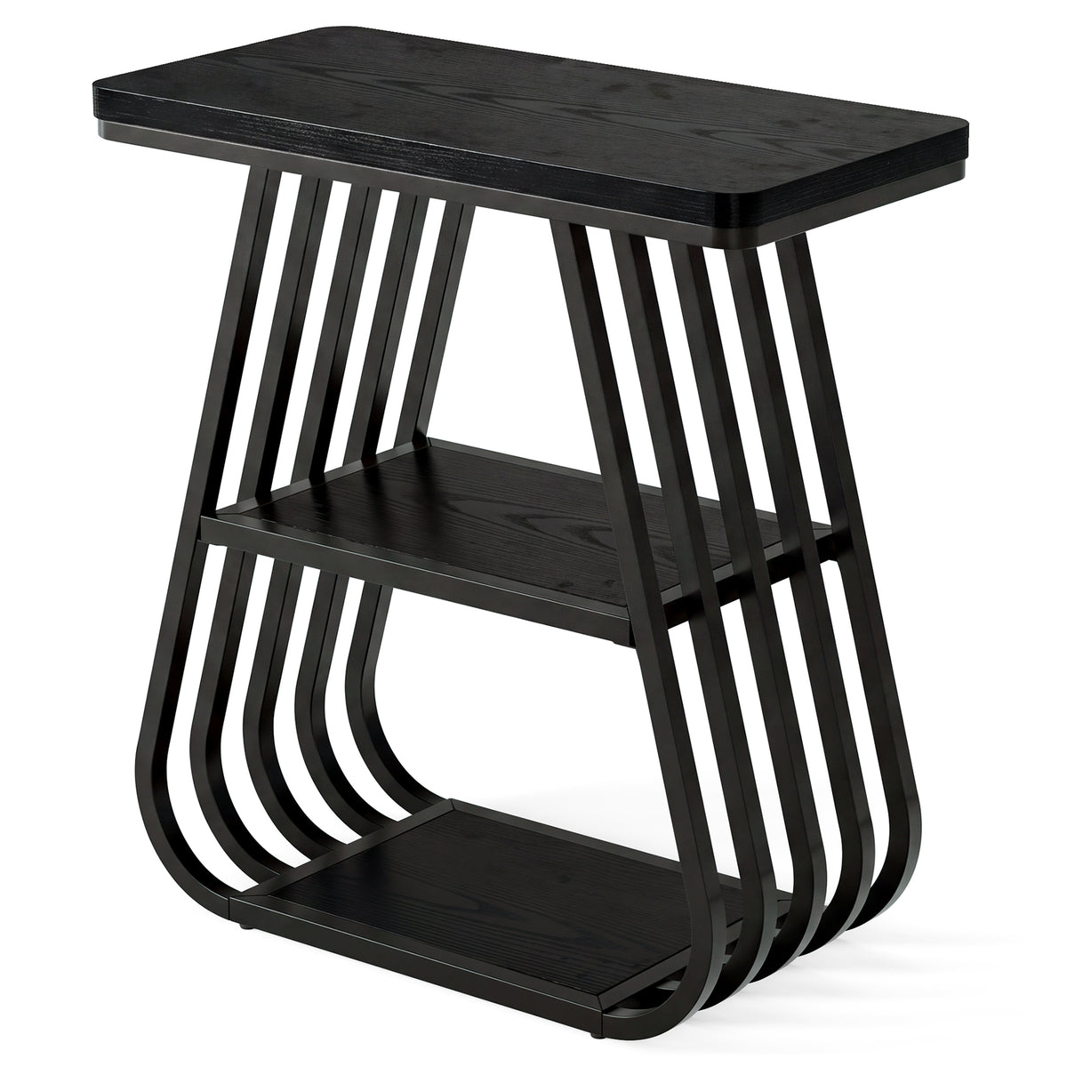 3-Tier End Table, 23.62" Side Table with Storage Shelves for Small Spaces