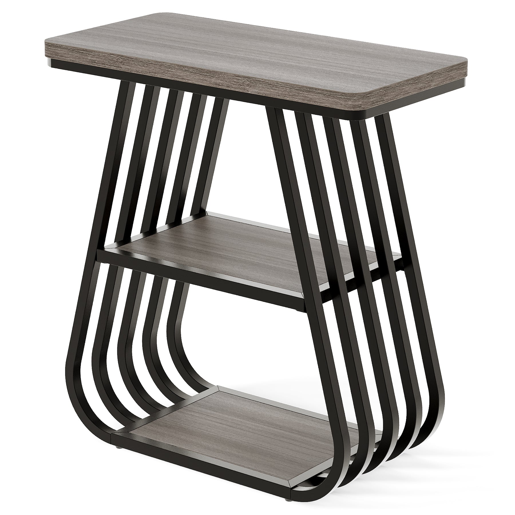 3-Tier End Table, 23.62" Side Table with Storage Shelves for Small Spaces