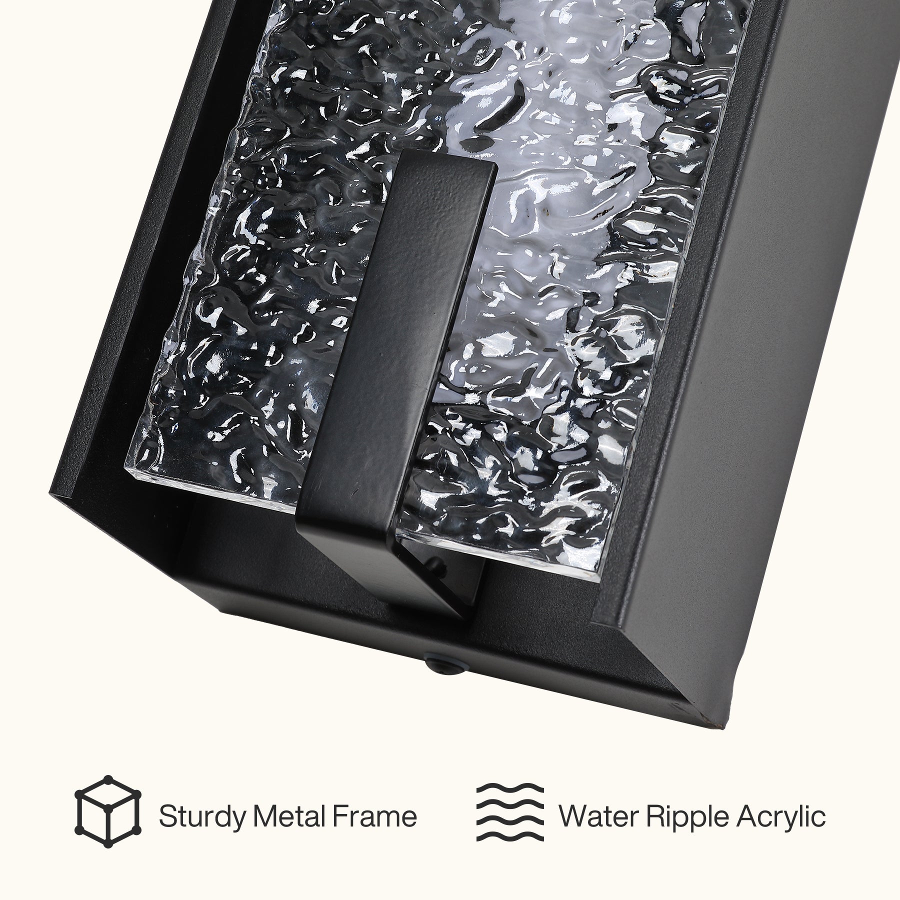 21.65" Outdoor LED Wall Sconce, Waterproof Wall Light Fixture with Water Ripple Acrylic