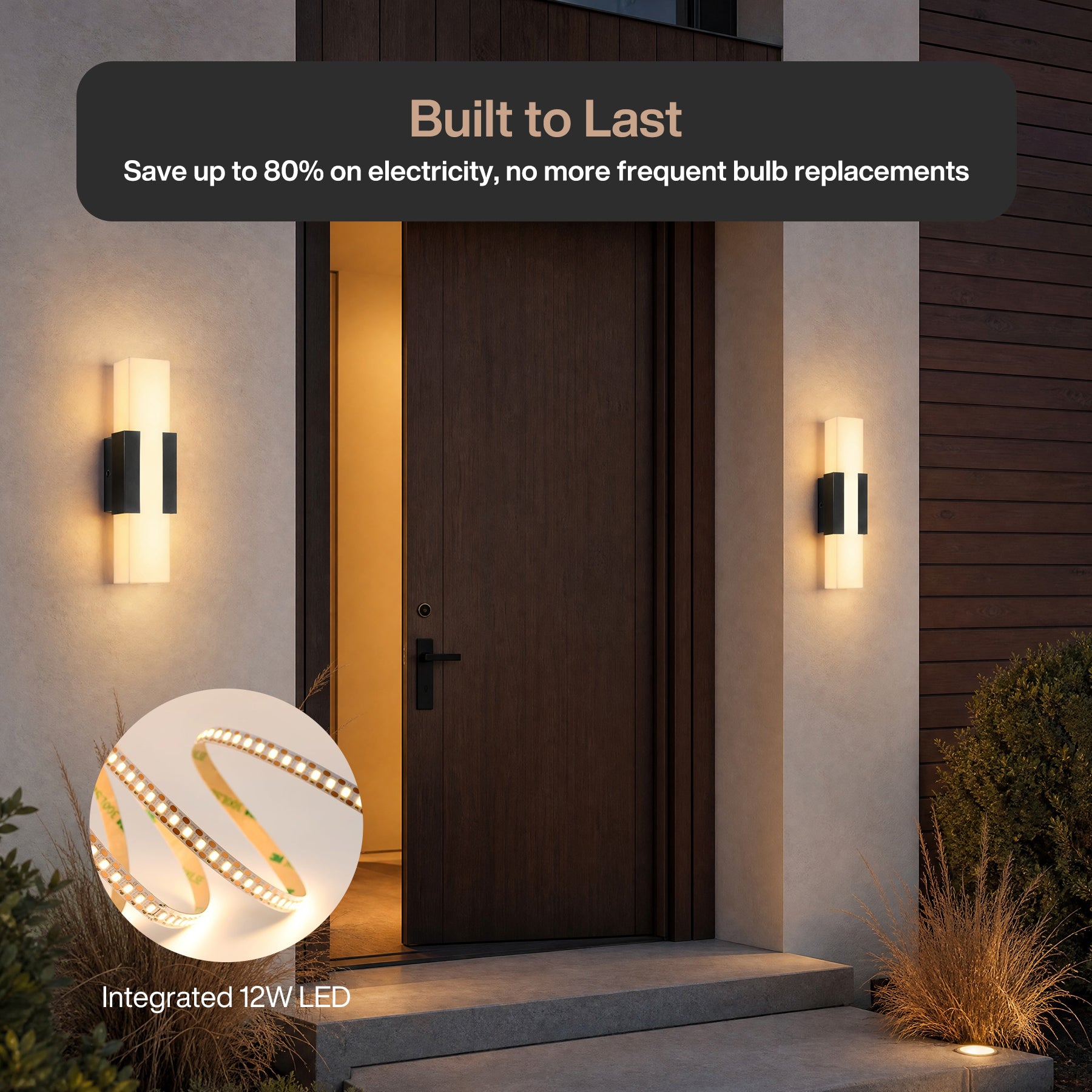 Outdoor Wall Light, Modern Exterior Wall Sconce with Metal Base & Acrylic Shade